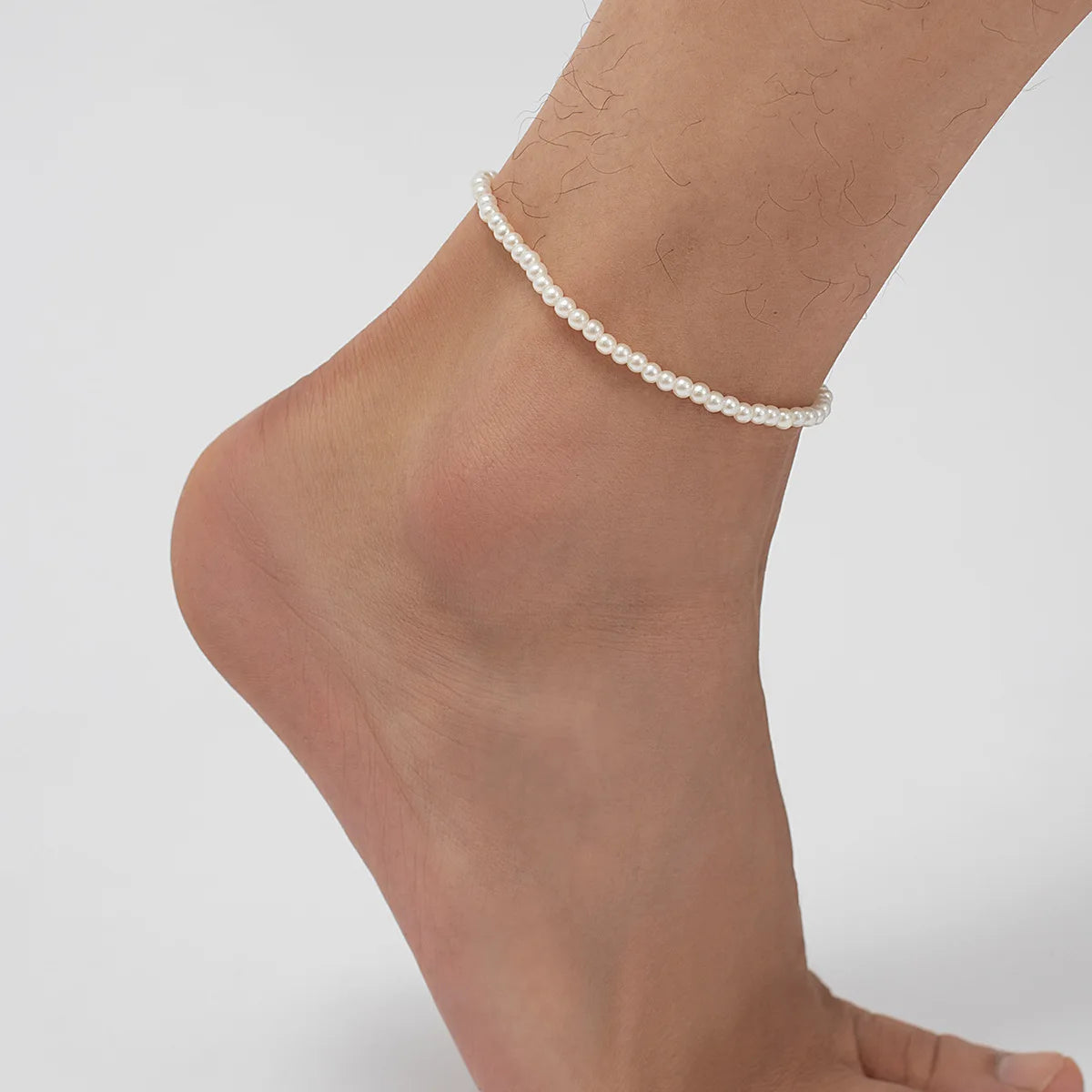 New Simple Imitation Pearl Beaded Chain Anklet Women Men Boho Handmade Barefoot Sandal Anklet Foot Jewelry Summer Beach