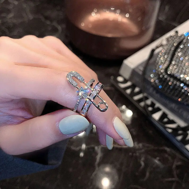 2024 Silver Color Rhinestone Ring Multi-layer Winding Rings For Women Wedding Full Zircon Finger Rings Jewelry Gifts