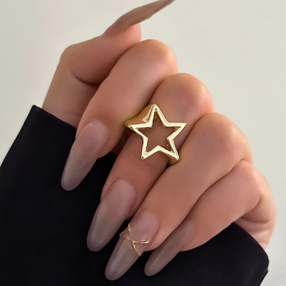 New Punk Hollow Out Thick Geometric Star Open Ring for Women Men Minimalist Silver Color Ring Party Hip Hop Jewelry