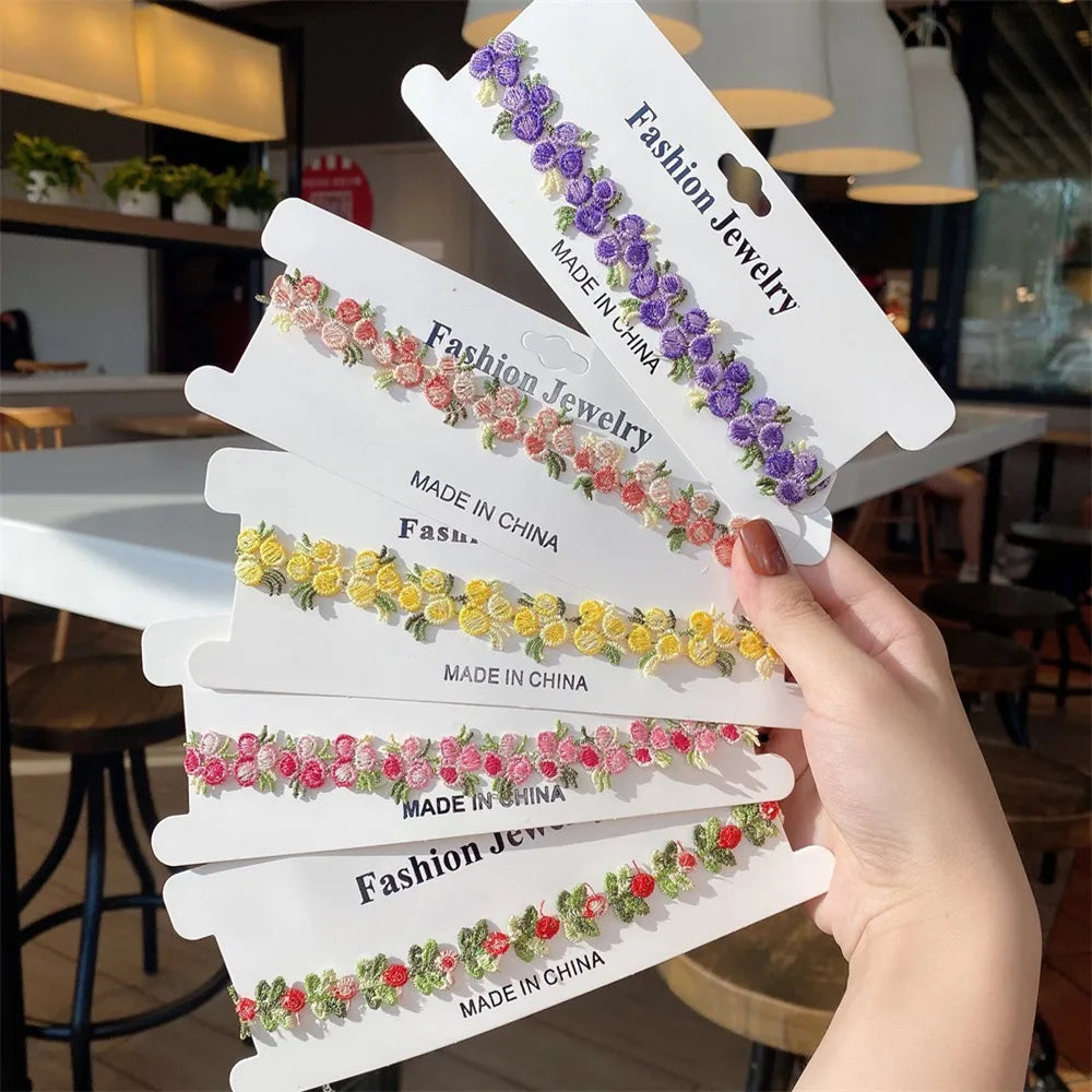 2023 Trend Sweet Flowers Lace Necklace Choker for Women Girls Good Quality Embroidery Fashion Romantic Design Accessory Ins