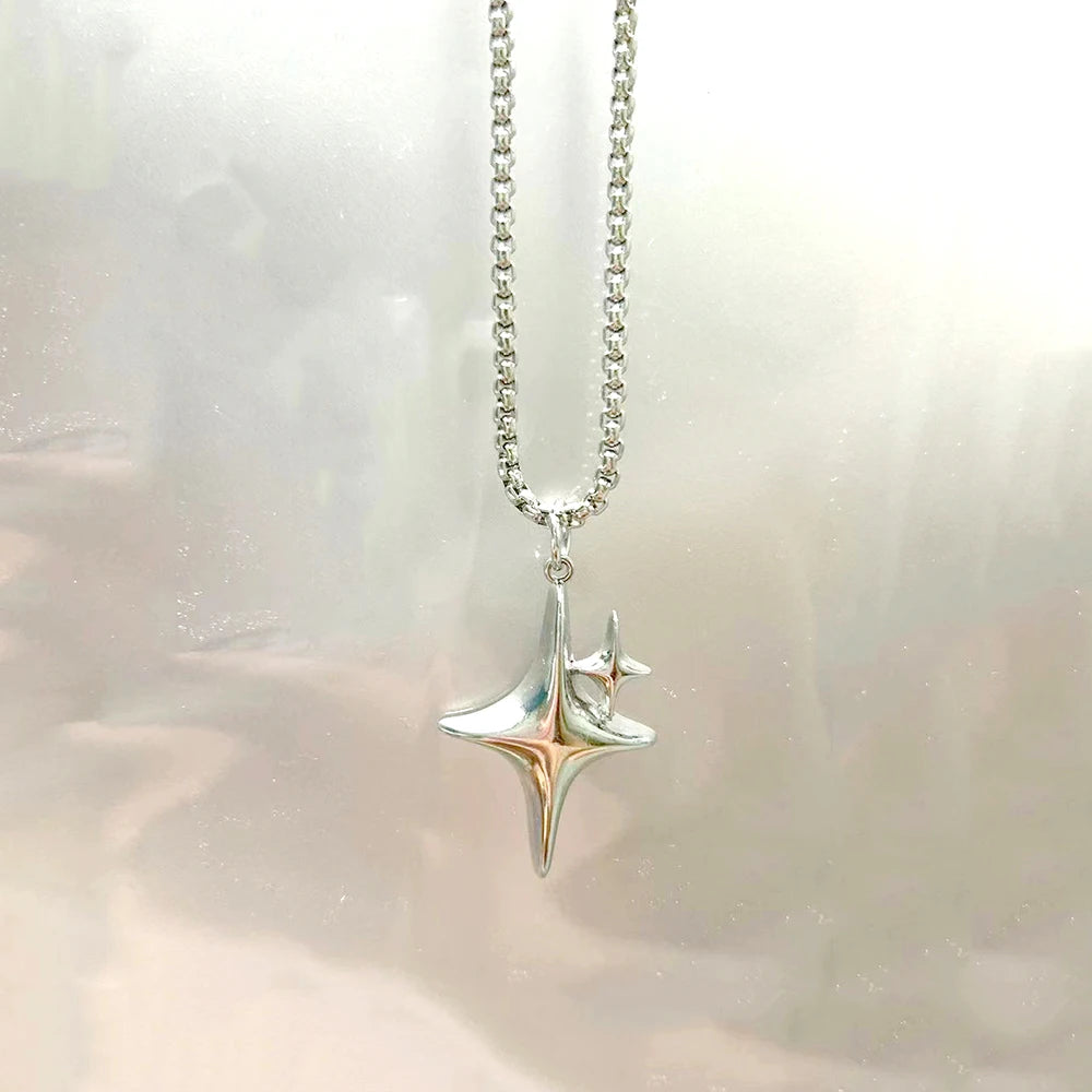 Men's Silver Color Chain Black Cross Necklace For Women Men Vintage Punk Simple Geometric Pendant Necklace Choker Jewelry