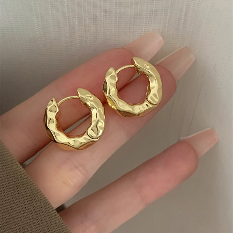 2024 New Smooth Metal Hoop Earrings For Woman Girl Elegant Luxury  Korean Simple Jewelry Temperament Girl's Daily Wear earrings